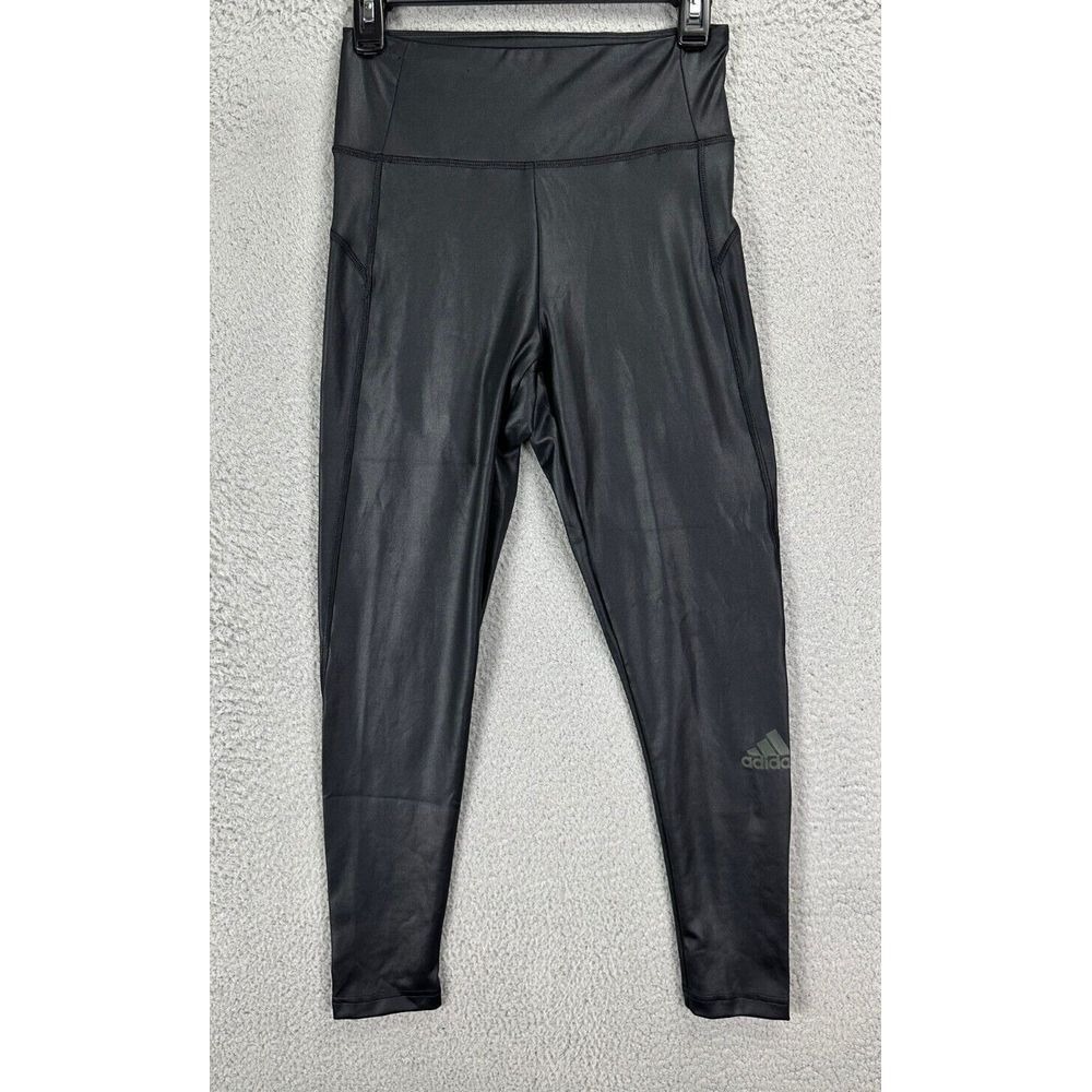 Adidas Aeroready Leggings Womens Small Black Prime Green Yoga Pants Athletic NEW
